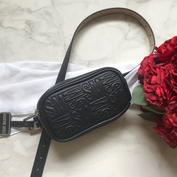Steve Madden Black Belt Bag Fanny Pack Bag Purse - Picture 8 of 8